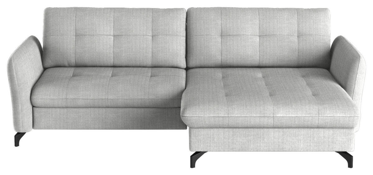 ECKSOFA in Flachgewebe, Leinenoptik Silberfarben  - Silberfarben/Schwarz, Design, Textil/Metall (242/170cm) - Xora