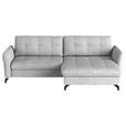 ECKSOFA in Flachgewebe, Leinenoptik Silberfarben  - Silberfarben/Schwarz, Design, Textil/Metall (242/170cm) - Xora