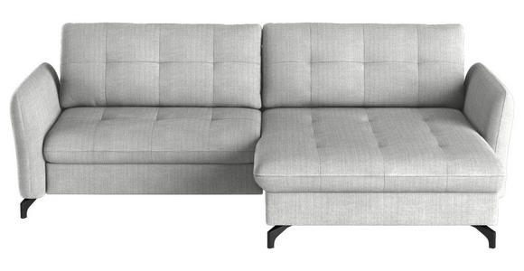 ECKSOFA in Flachgewebe, Leinenoptik Silberfarben  - Silberfarben/Schwarz, Design, Textil/Metall (242/170cm) - Xora