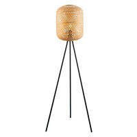STOJACÍ LAMPA, 62/165 cm  - černá/přírodní barvy, Trend, kov/přírodní materiály (62/165cm) - Novel