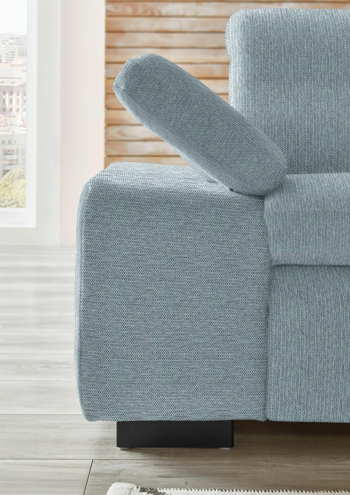 ECKSOFA in Flachgewebe Türkis  - Türkis/Schwarz, Design, Textil/Metall (297/174cm) - Beldomo Style