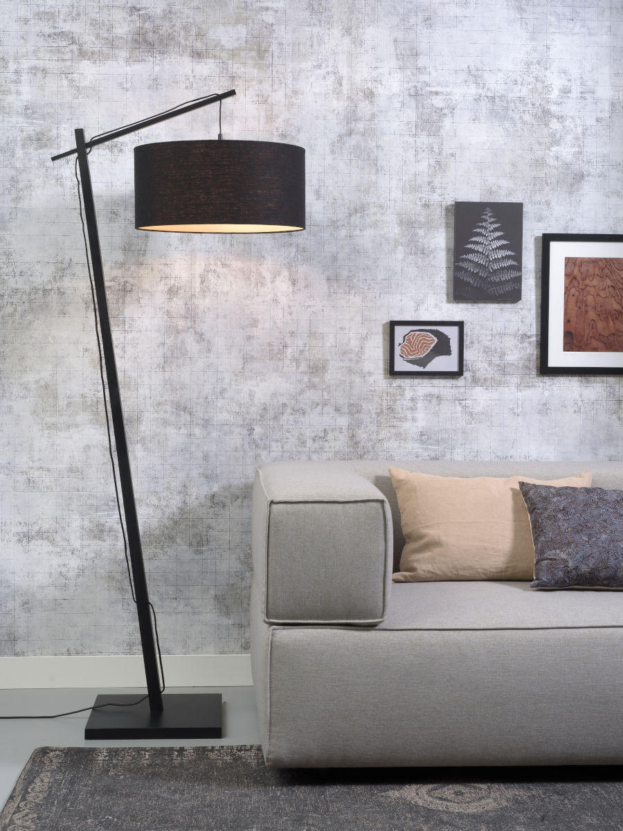 STEHLEUCHTE  47/176/23 cm   - Schwarz, Design, Naturmaterialien/Textil (47/176/23cm) - Good & Mojo