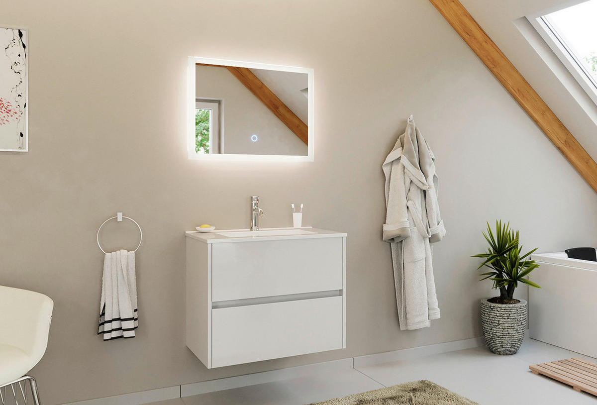 BADEZIMMER 2-teilig  in 70 cm  - Weiß Hochglanz/Weiß, Basics, Keramik/Holzwerkstoff (70cm) - MID.YOU