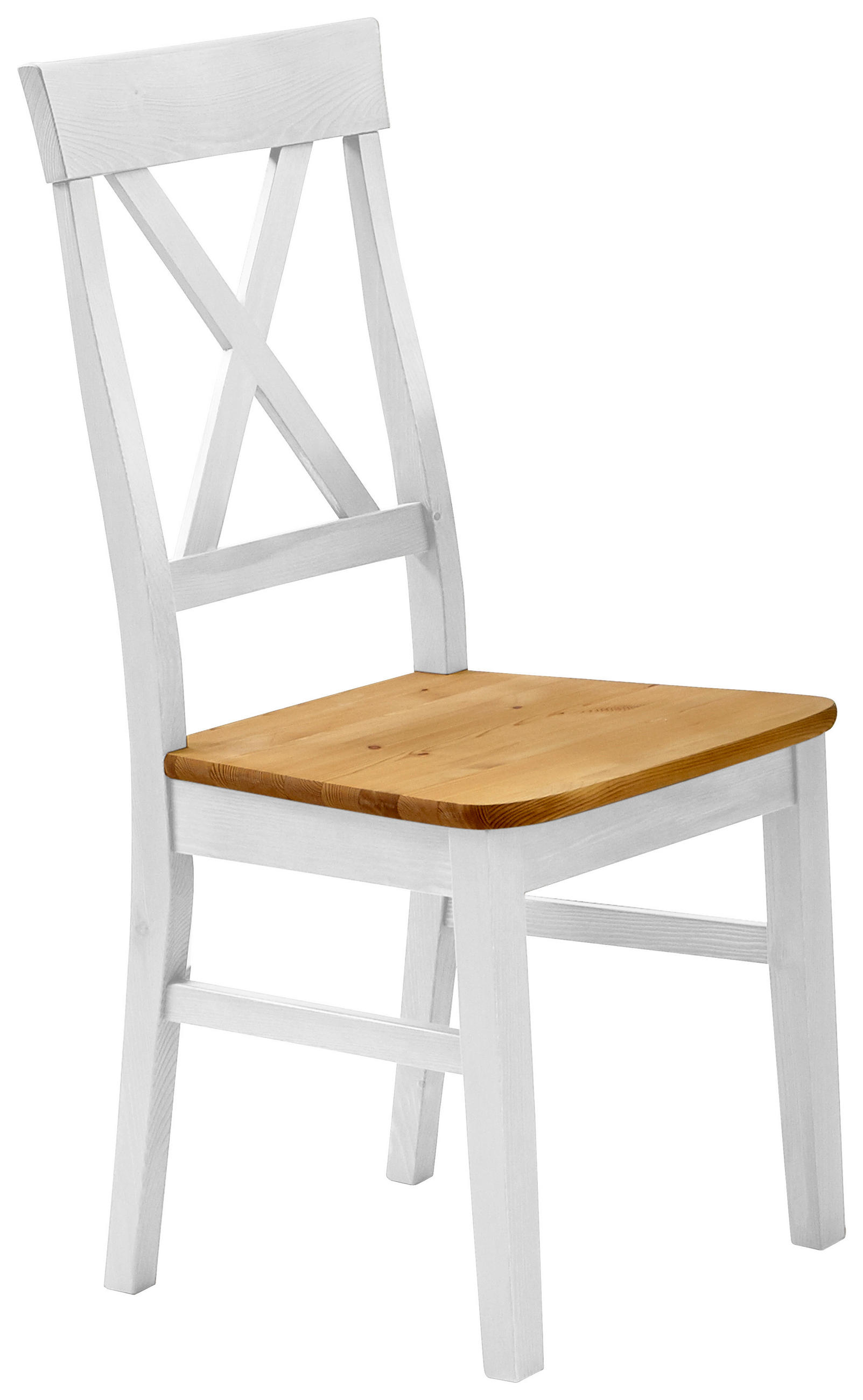 STUHL Weiß, Laugenfarbig Kiefer massiv  - Laugenfarbig/Weiß, ROMANTIK / LANDHAUS, Holz (45/94/43cm) - Boxxx