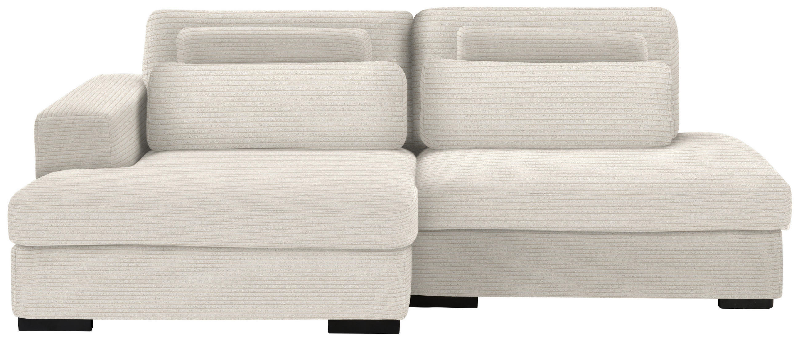 ECKSOFA in Cord, Velours Ecru  - Ecru/Schwarz, Design, Kunststoff/Textil (158/223cm) - Lomoco