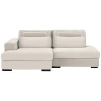 ECKSOFA in Cord, Velours Ecru  - Ecru/Schwarz, Design, Kunststoff/Textil (158/223cm) - Lomoco