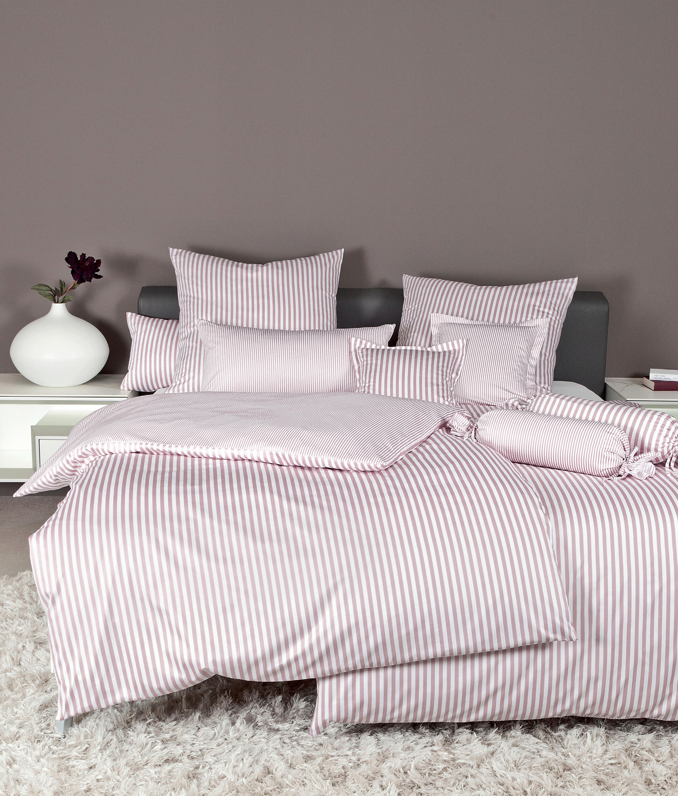 WENDEBETTWÄSCHE Giorgio Makosatin 240/220 cm  - Hellrosa/Weiß, KONVENTIONELL, Textil (240/220cm) - Janine