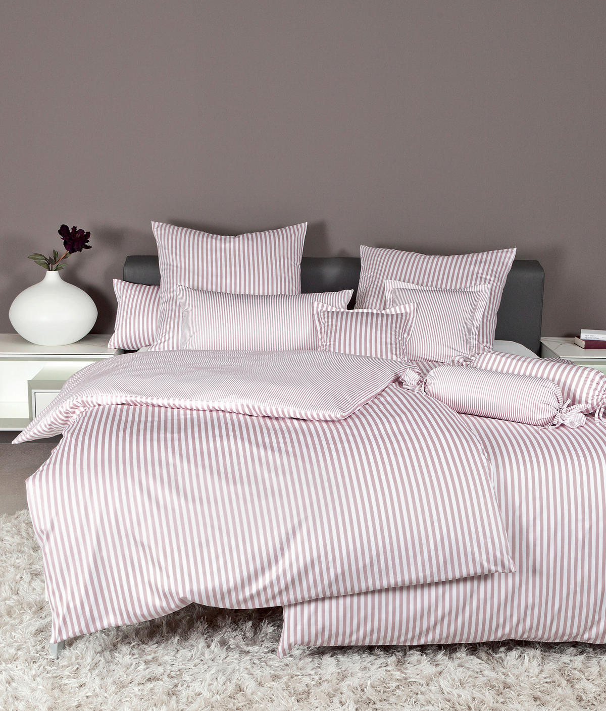 WENDEBETTWÄSCHE Giorgio Makosatin 240/220 cm  - Hellrosa/Weiß, KONVENTIONELL, Textil (240/220cm) - Janine