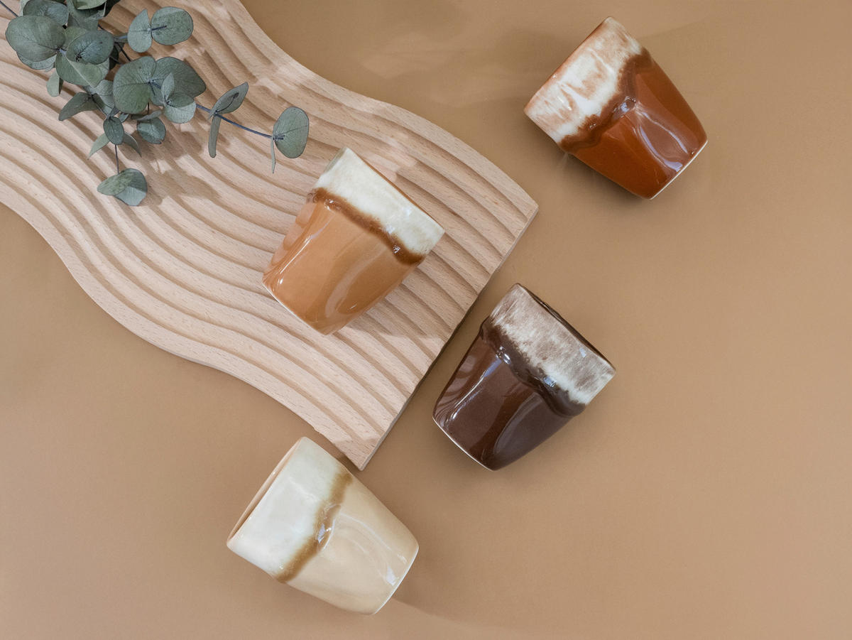 SET MED KOPPAR Squeezy Mocha Mousse 4 delar  - lerfärgad/mocca, Basics, keramik (6/7cm) - Creatable