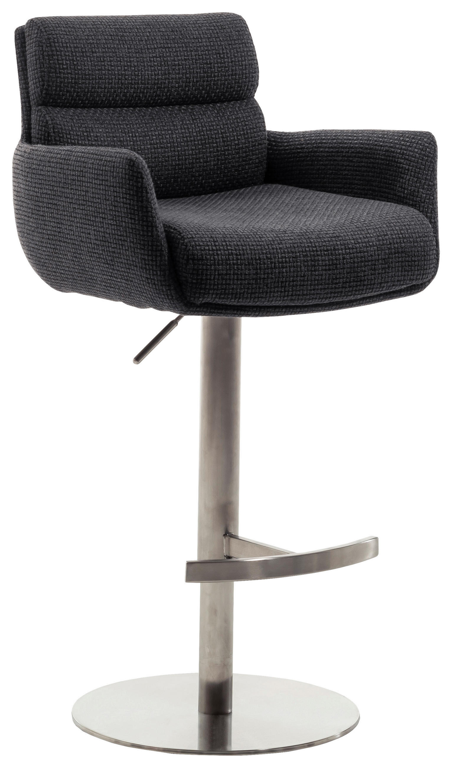 BARHOCKER in Metall, Textil Anthrazit, Edelstahlfarben  - Edelstahlfarben/Anthrazit, Design, Textil/Metall (54/84/52cm) - Dieter Knoll