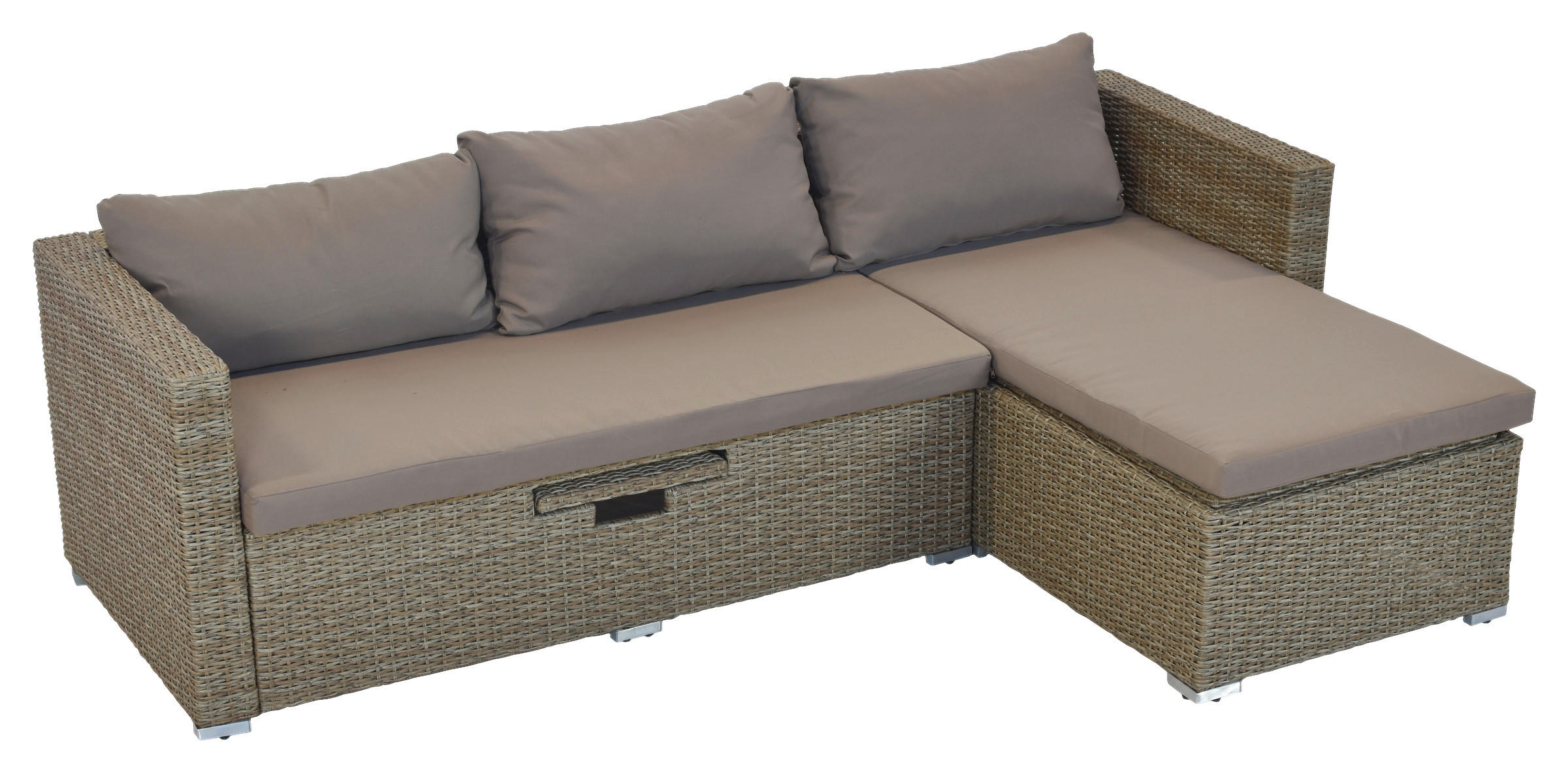 LOUNGEGARNITUR 215/140 cm Stahl  - Naturfarben, MODERN, Kunststoff/Metall (215/140cm) - Gardenson