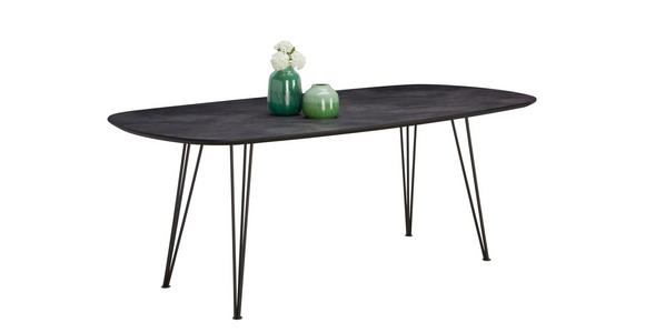 ESSTISCH Schwarz, Dunkelgrau oval   - Dunkelgrau/Schwarz, Design, Kunststoff/Metall (200/100/76cm) - Dieter Knoll