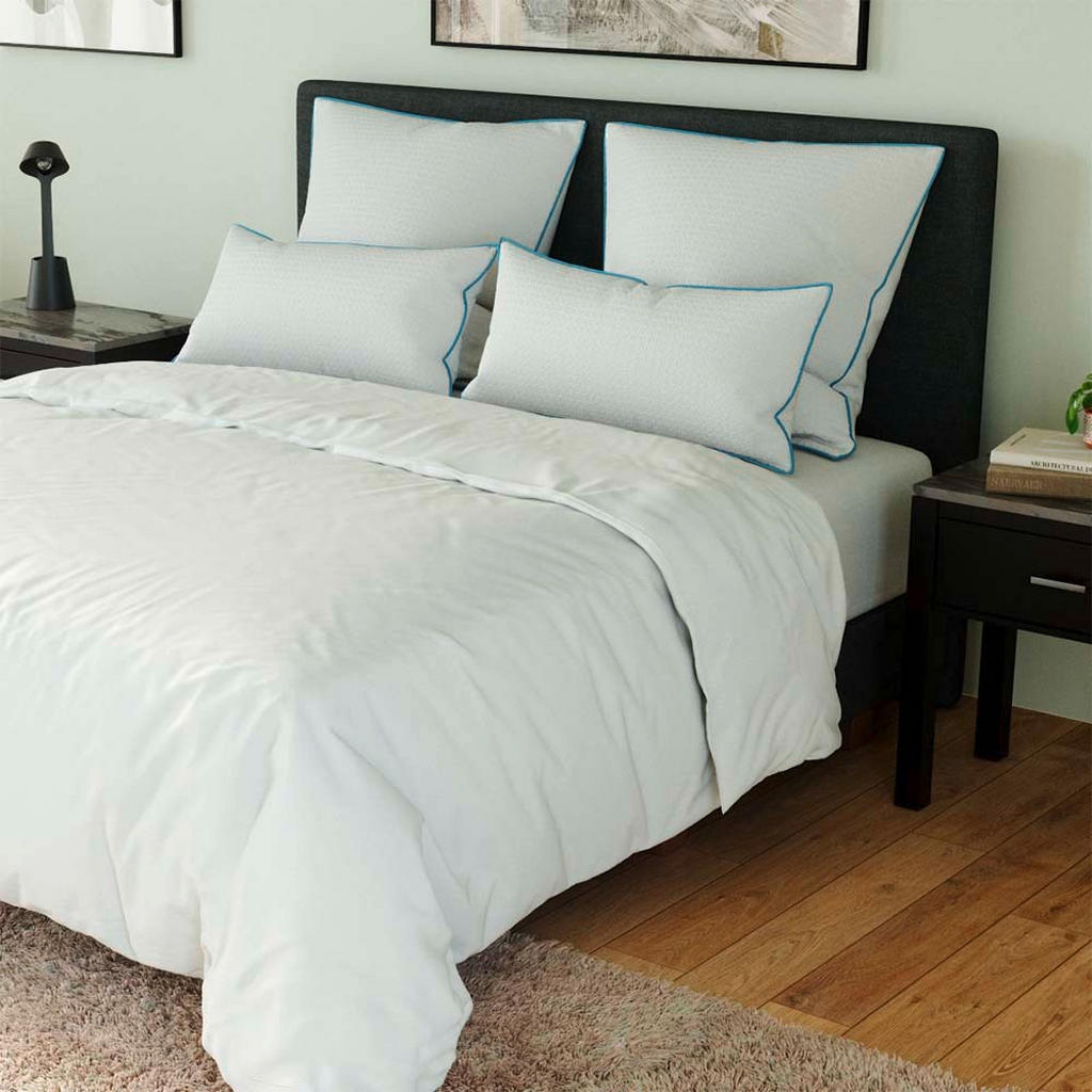 Thumbnail - Ribeco Kopfkissenbezug Elsa, Blau, Weiß, Textil, Uni, quadratisch, 80x80 cm, Textiles Vertrauen - Oeko-Tex®, atmungsakti...