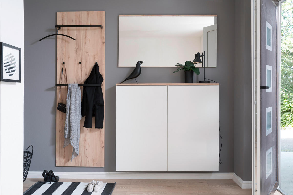 GARDEROBE 3-teilig  in 190/200/38 cm  - Weiss/Buchefarben, Konventionell, Holzwerkstoff (190/200/38cm) - Moderano