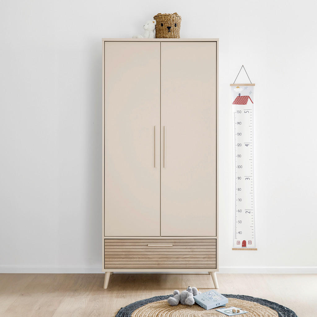 Thumbnail - Paidi Babykleiderschrank Eefje, Eiche, Beige, Holzwerkstoff, 94.8x203.5x57.1 cm, Blauer Engel, Goldenes M, Babymöbel, Ba...