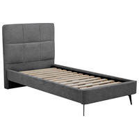 POLSTERBETT 90/200 cm, inkl.  in Dunkelgrau  - Dunkelgrau/Naturfarben, Design, Holz/Textil (90/200cm) - Boxxx