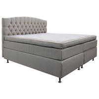 KONTINENTALSÄNG 180/200 cm  i beige  - beige/aluminiumfärg, Klassisk, metall/trä (180/200cm) - Cassando