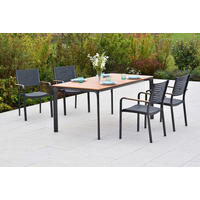 GARTENTISCHGRUPPE  - Graphitfarben/Naturfarben, KONVENTIONELL, Kunststoff/Metall - Gardenson