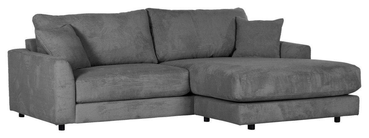 ECKSOFA in Cord Anthrazit  240/175 cm  - Anthrazit/Schwarz, Design, Kunststoff/Textil (240/175cm) - Landscape