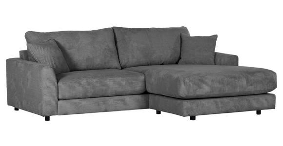 ECKSOFA Anthrazit Cord  - Anthrazit/Schwarz, Design, Kunststoff/Textil (240/175cm) - Landscape