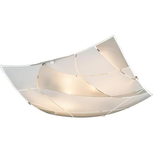 PLAFONIERĂ - alb/culoare crom, Basics, sticlă/metal (30/30/6.5cm)