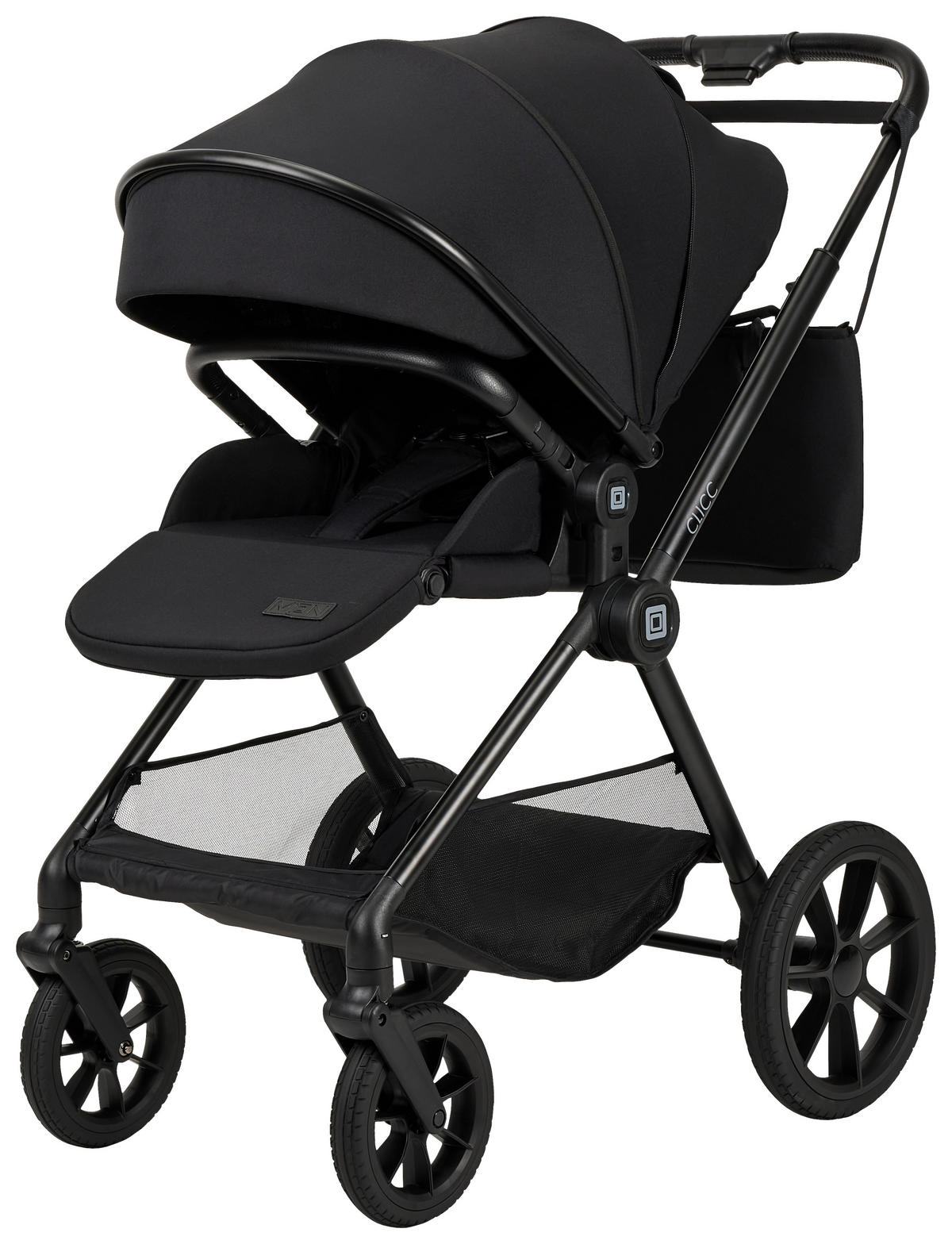 KINDERWAGENSET CLICC  - Schwarz, Basics, Textil/Metall (61/114/84cm) - Moon