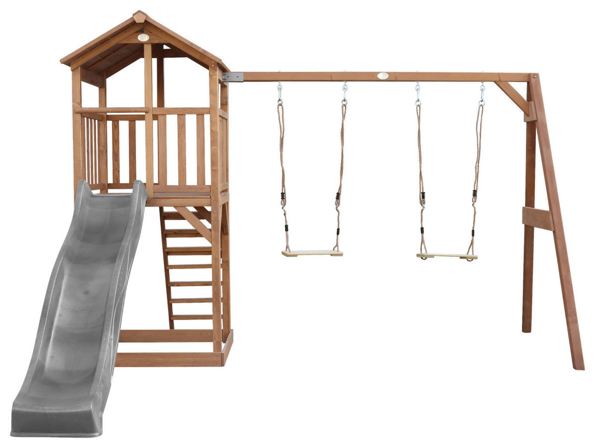 SPIELTURM 356,6/241,9/349 cm  - Braun/Grau, KONVENTIONELL, Holz/Kunststoff (356,6/241,9/349cm) - Ambia Garden