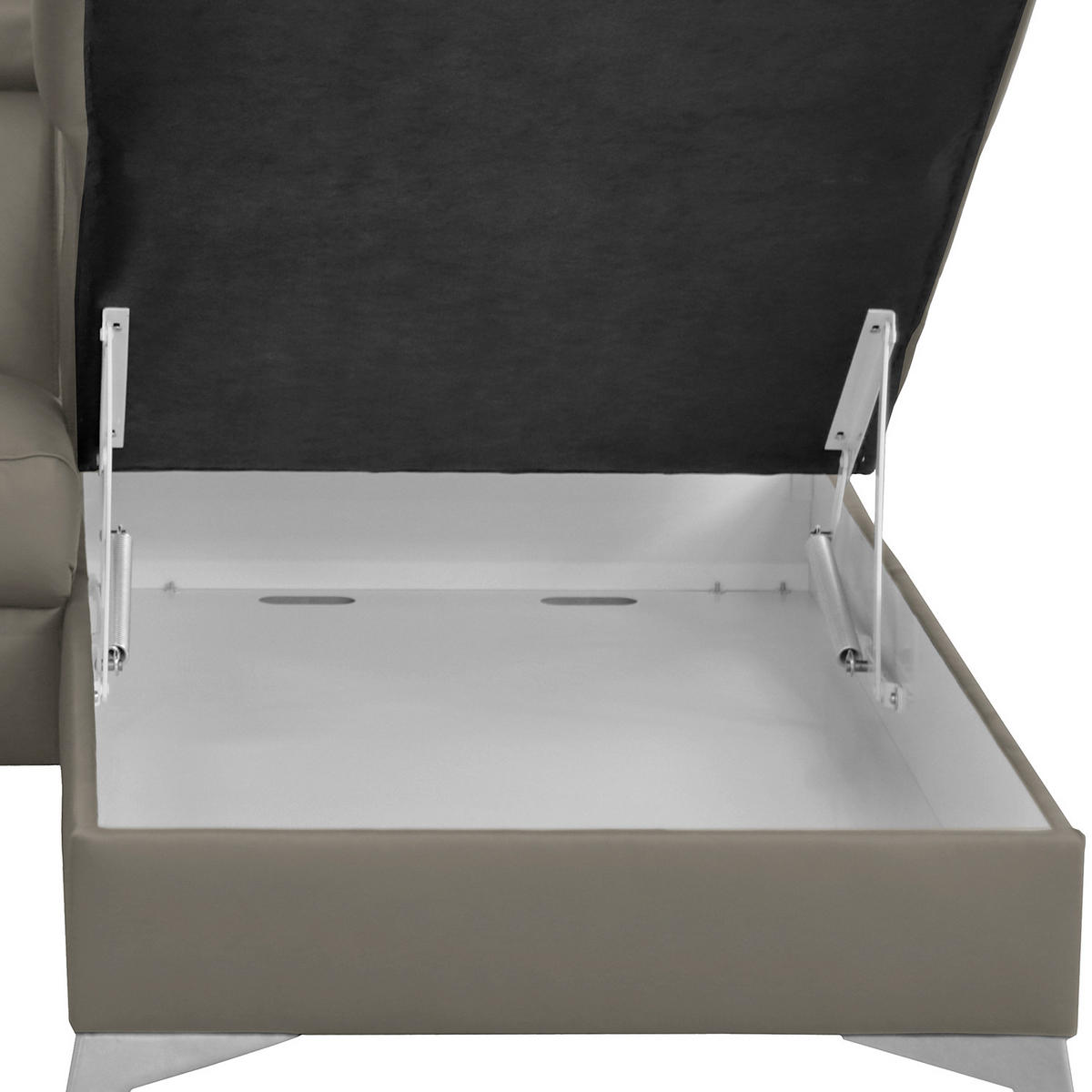 ECKSOFA Schlammfarben Echtleder Lederlook  - Chromfarben/Schlammfarben, Design, Leder/Textil (257/197cm) - Livetastic