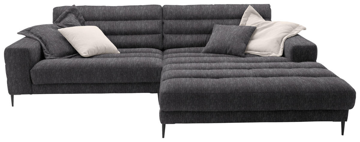 ECKSOFA in Flachgewebe Grau  - Schwarz/Grau, Design, Textil/Metall (296/207cm) - Dieter Knoll