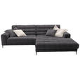 ECKSOFA Badia in Flachgewebe Grau  296/207 cm  - Schwarz/Grau, Design, Textil/Metall (296/207cm) - Dieter Knoll