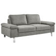 2-SITZER-SOFA in Textil Grau  - Chromfarben/Beige, Design, Textil/Metall (194/86/97cm) - Hom`in