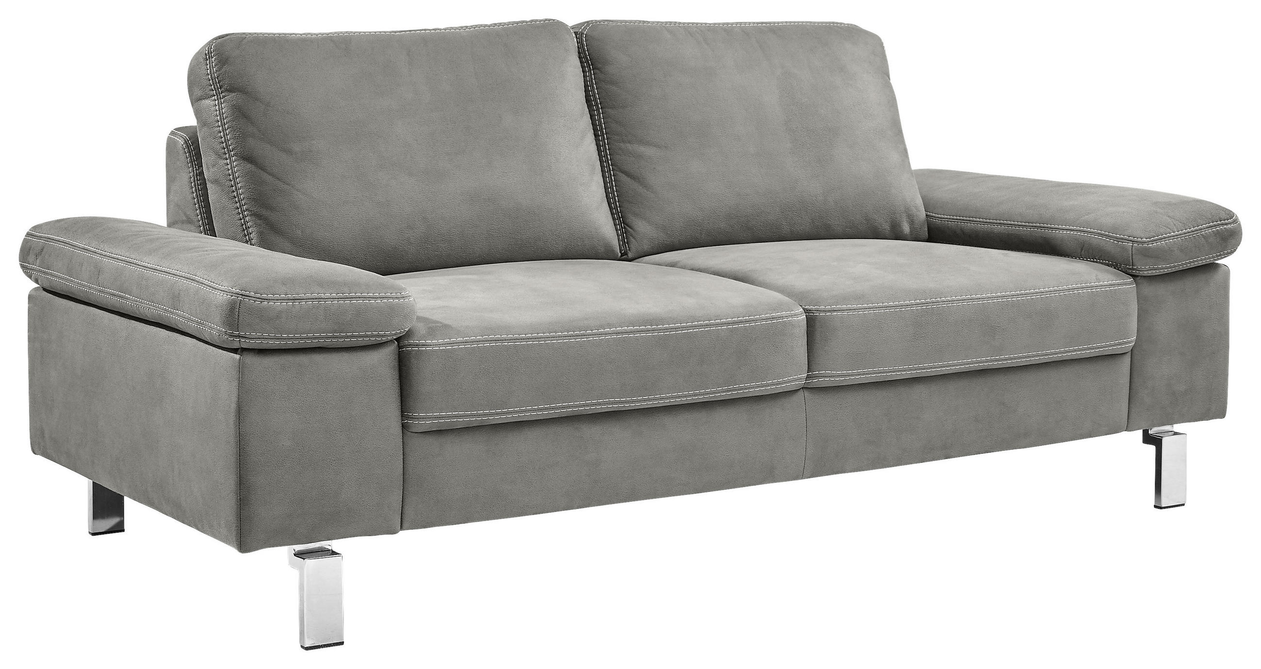 2-SITZER-SOFA Mikrofaser Grau  - Chromfarben/Beige, Design, Textil/Metall (194/86/97cm) - Hom`in