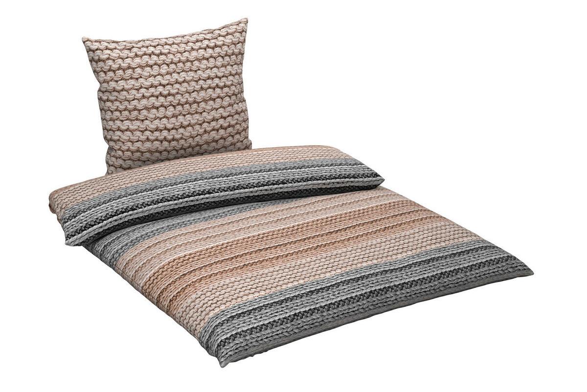 BETTWÄSCHE Cozy Knit Flanell 155/220 cm  - Grau, Design, Textil (155/220cm) - Novel