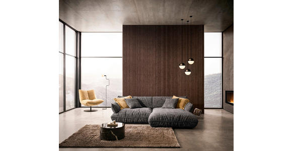 ECKSOFA in Flachgewebe Graubraun 264/185 cm - Graubraun/Schwarz, Design, Kunststoff/Textil (264/185cm) - Emilio Belluti