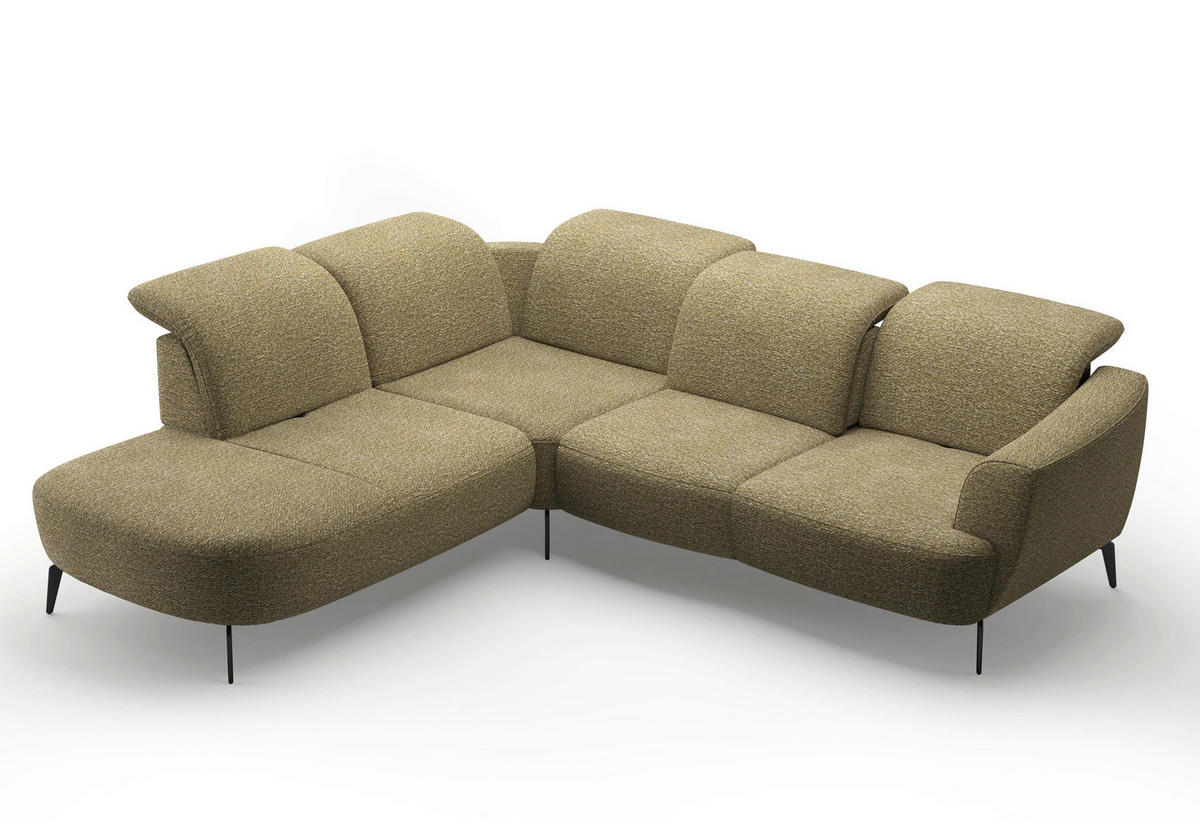 ECKSOFA in Chenille Olivgrün  267/300 cm  - Schwarz/Olivgrün, KONVENTIONELL, Textil/Metall (267/300cm) - Sit & More