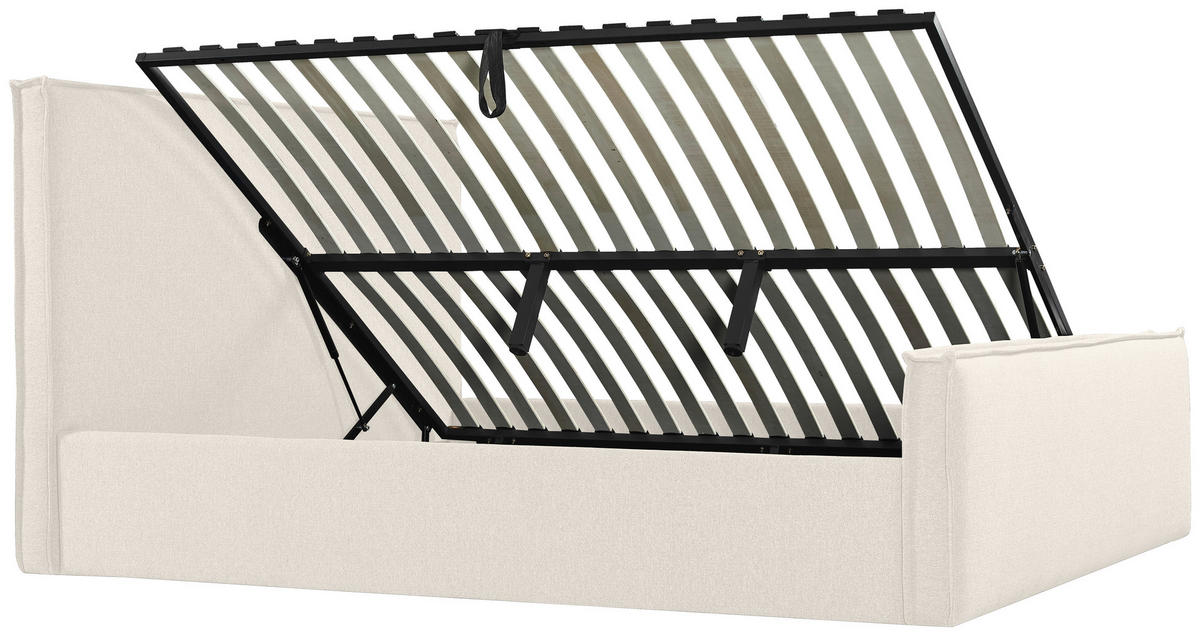 POLSTERBETT Lattenrost, Bettkasten Creme 180/200 cm  - Creme/Schwarz, MODERN, Holz/Kunststoff (180/200cm) - Livetastic