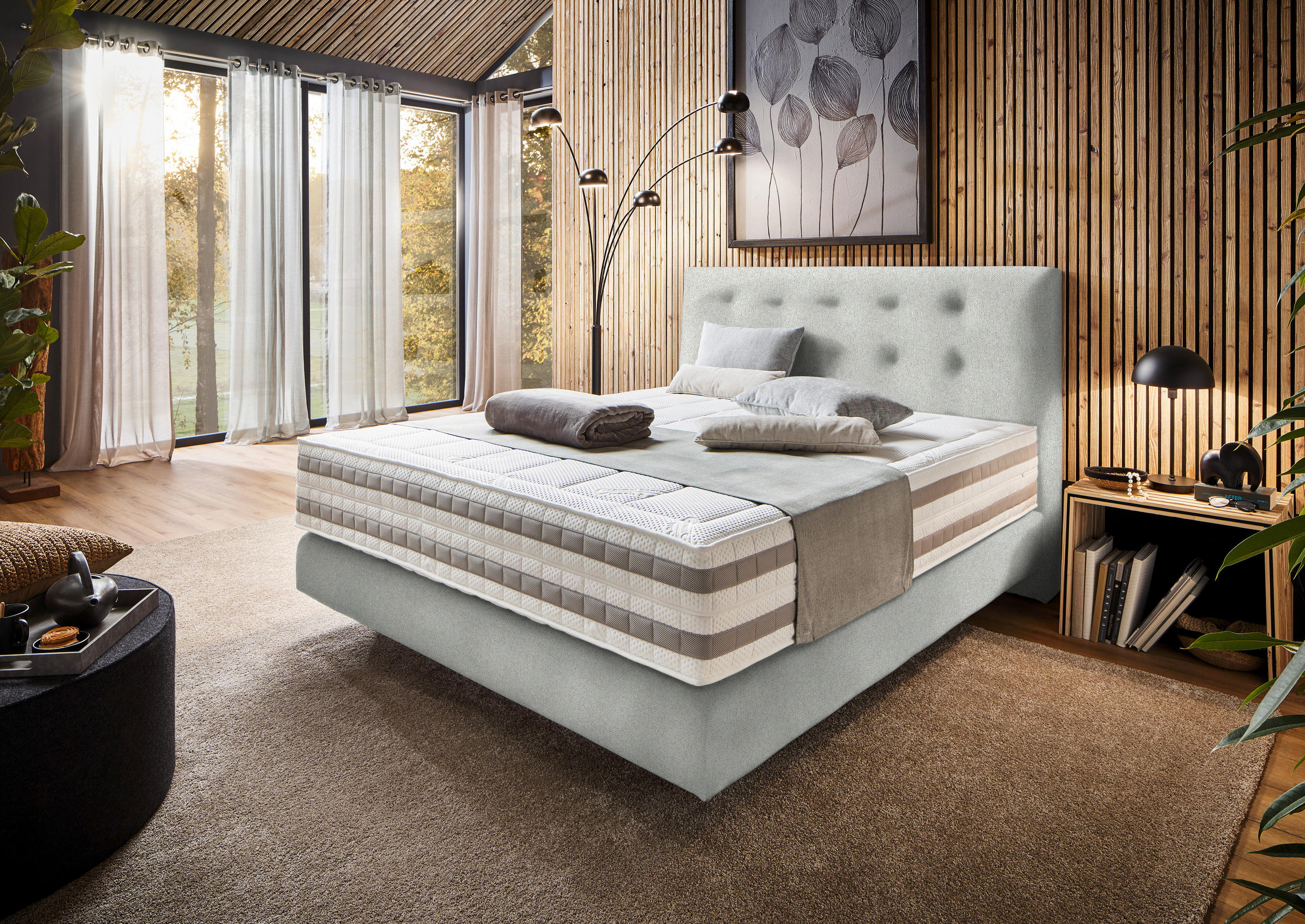 BOXSPRINGBETT 180/200 cm  in Creme  - Creme, KONVENTIONELL, Holz/Textil (180/200cm) - Dieter Knoll