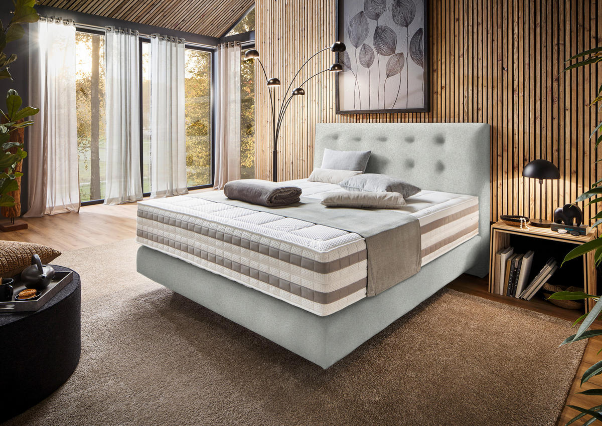 BOXSPRINGBETT 180/200 cm  in Creme  - Creme, KONVENTIONELL, Holz/Textil (180/200cm) - Dieter Knoll