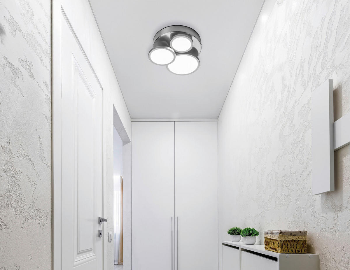 LED-DECKENLEUCHTE 24,5/7,4 cm   - Silberfarben, Design, Metall (24,5/7,4cm) - Globo