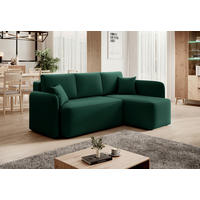 ECKSOFA in Plüsch Grün  206/150 cm  - Schwarz/Grün, Design, Kunststoff/Textil (206/150cm) - MID.YOU