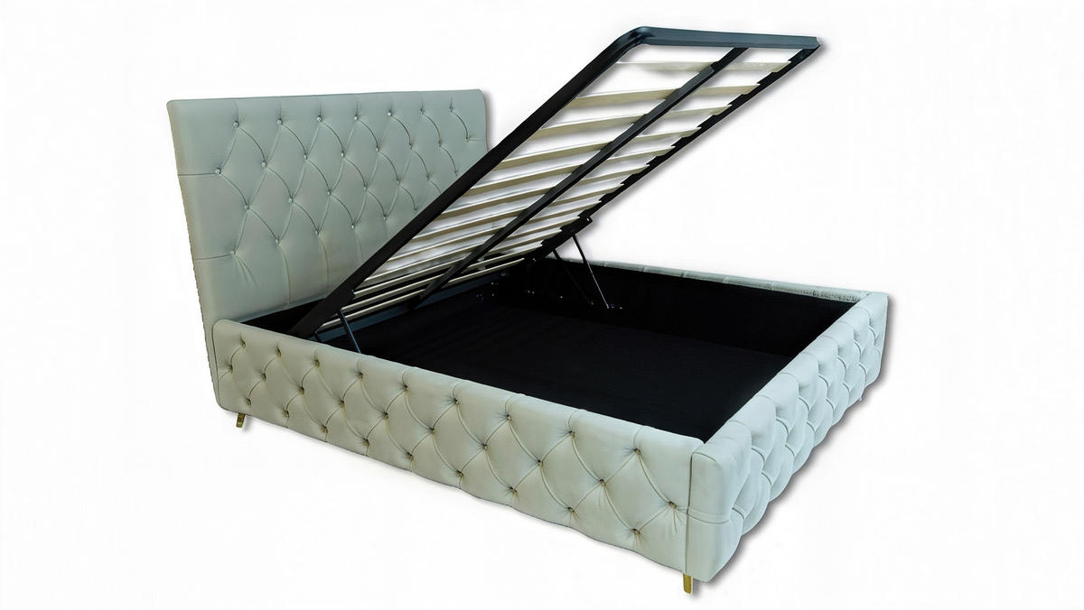 Pat 160x200 Cm, crem - auriu/crem, Modern, textil (215/177/120cm) - Voleo