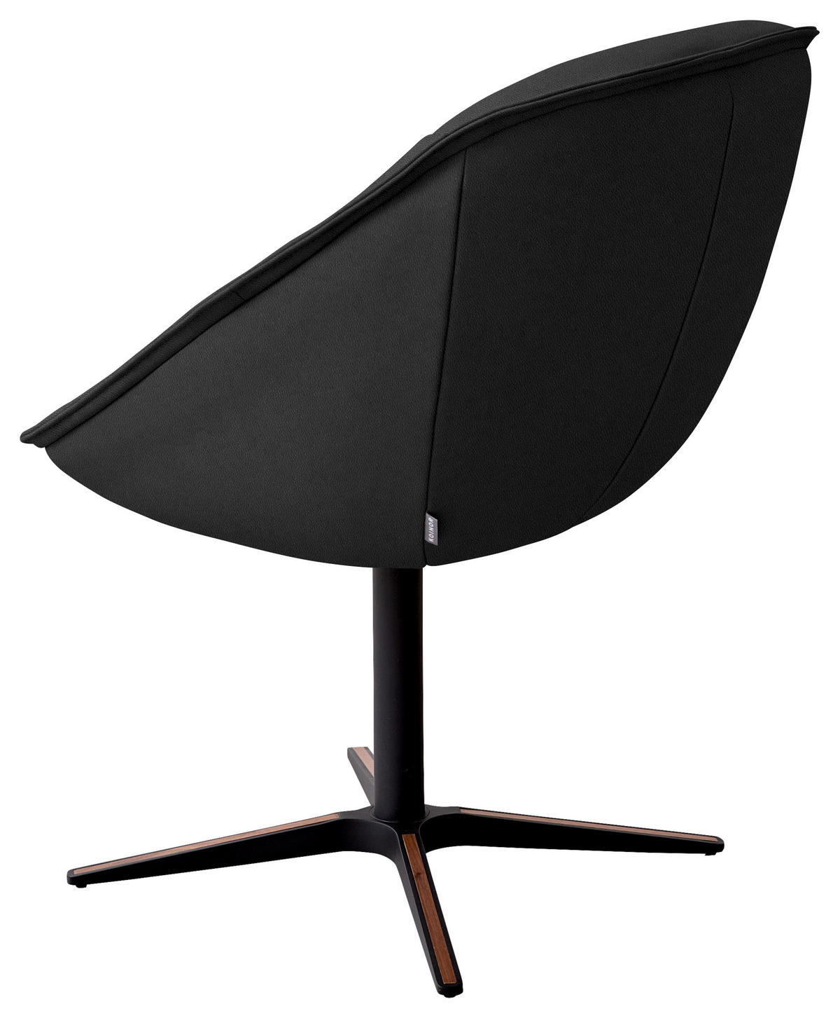 ARMLEHNSTUHL  Beinauswahl, Lederauswahl, Stoffauswahl, inklusive Armlehnen, automatische Rückholfunktion, gepolsterte Armlehnen, Sitzfläche 320° drehbar  Echtleder  - Schwarz/Dunkelblau, Design, Leder/Holz (63/88/70cm) - Koinor