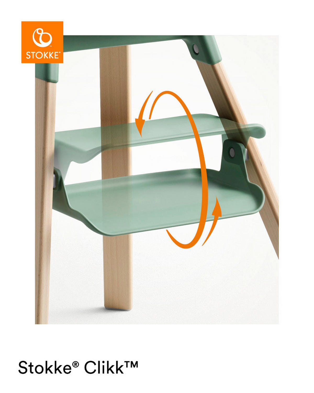 HRANILICA  Clikk  - pastelno zelena/prirodne boje, Basics, drvo/plastika (56/69/59cm) - Stokke