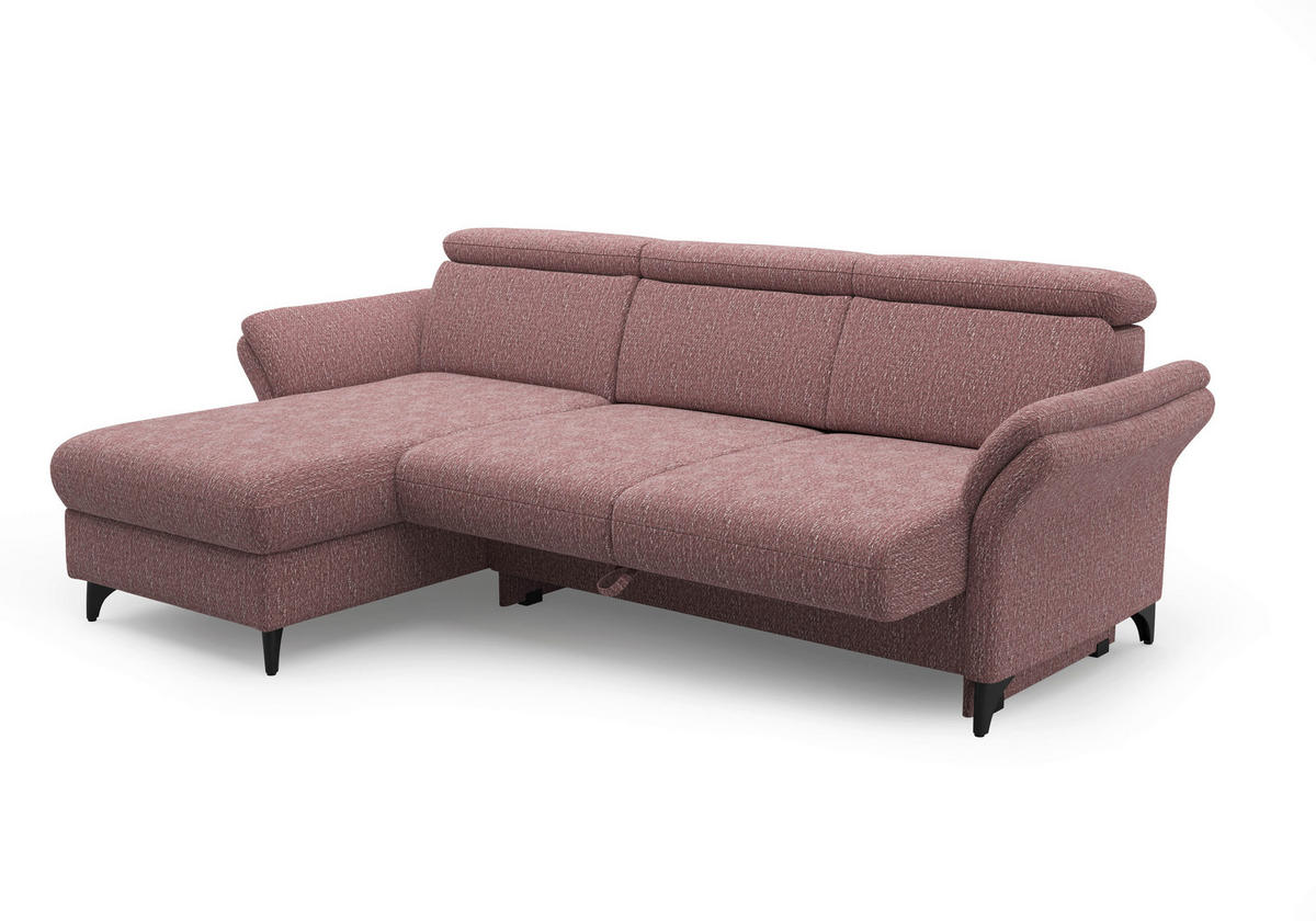 ECKSOFA GLENDALE E in Chenille Aubergine  166/253 cm  - Aubergine/Schwarz, KONVENTIONELL, Textil/Metall (166/253cm) - Sit & More