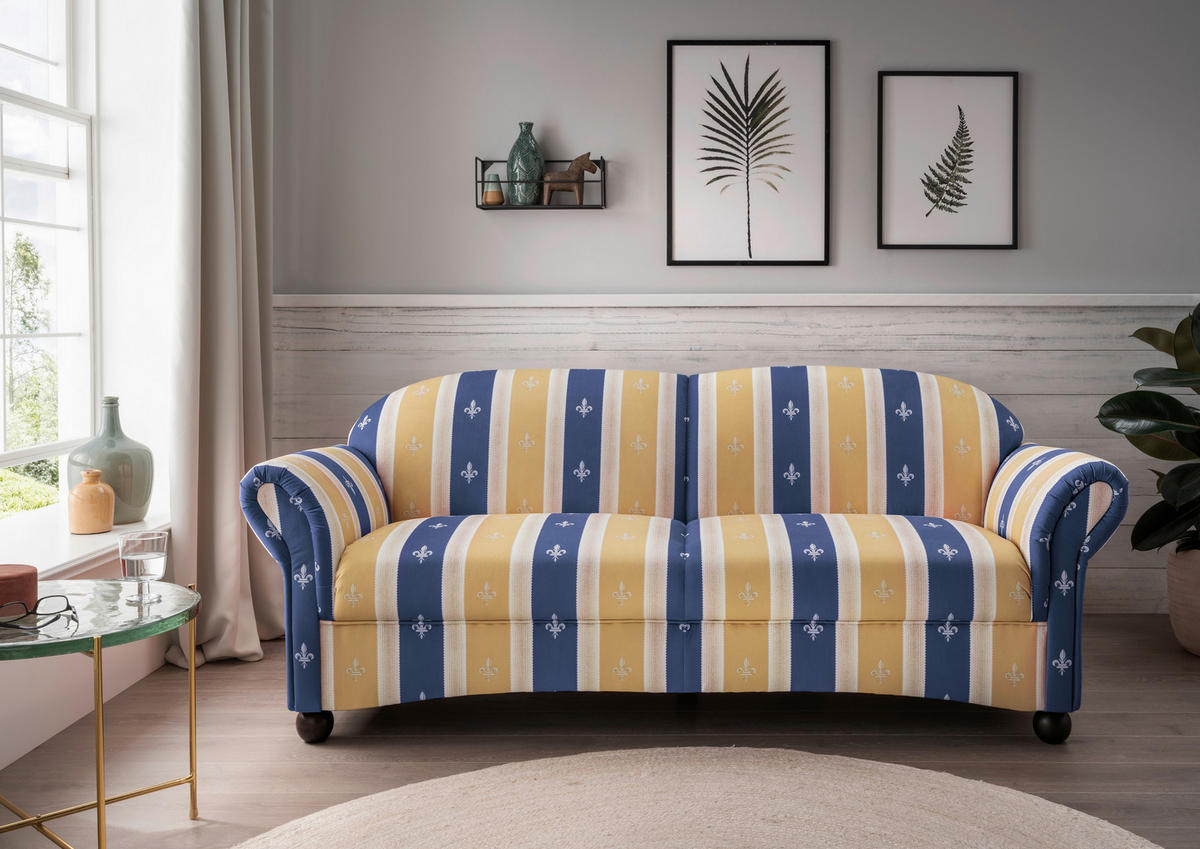 SITZGARNITUR Mikrofaser Blau  - Wengefarben/Blau, KONVENTIONELL, Holz/Textil (439/84/80cm) - Livetastic