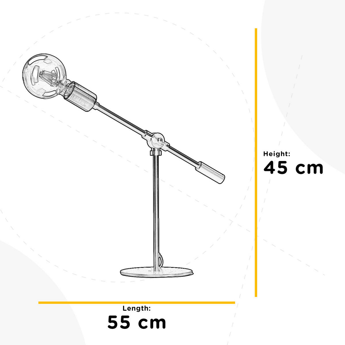 TISCHLEUCHTE 55/15/45 cm   - Goldfarben/Schwarz, Design, Metall (55/15/45cm)