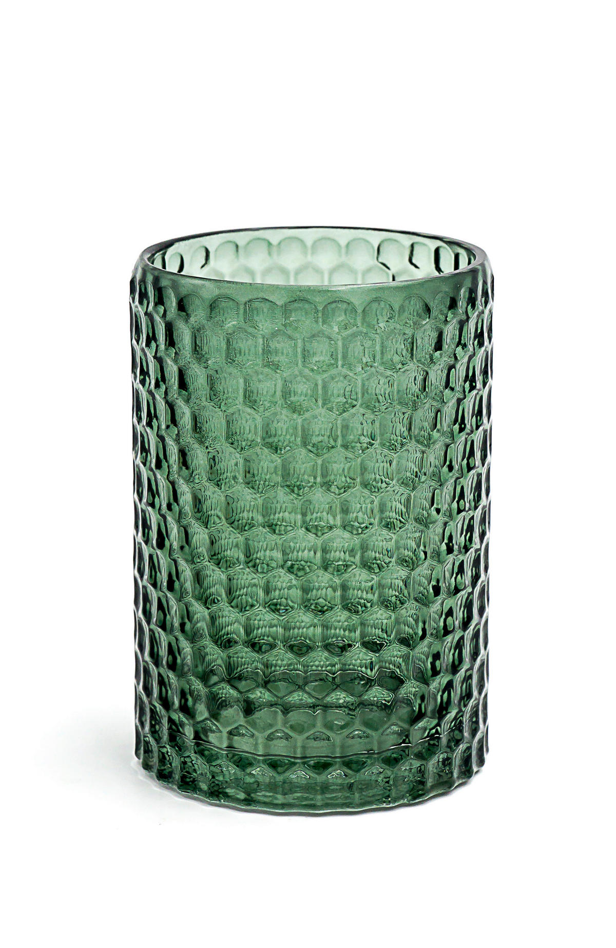 ZAHNPUTZBECHER  - Dunkelgrün, Basics, Glas (7,3/10,3/7,3cm) - Sadena