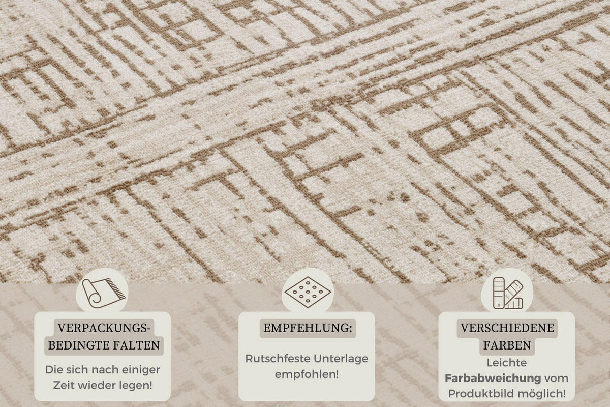 FLACHWEBETEPPICH 160/235 cm Terrain Braun, Creme  - Creme/Braun, Design, Kunststoff/Textil (160/235cm)
