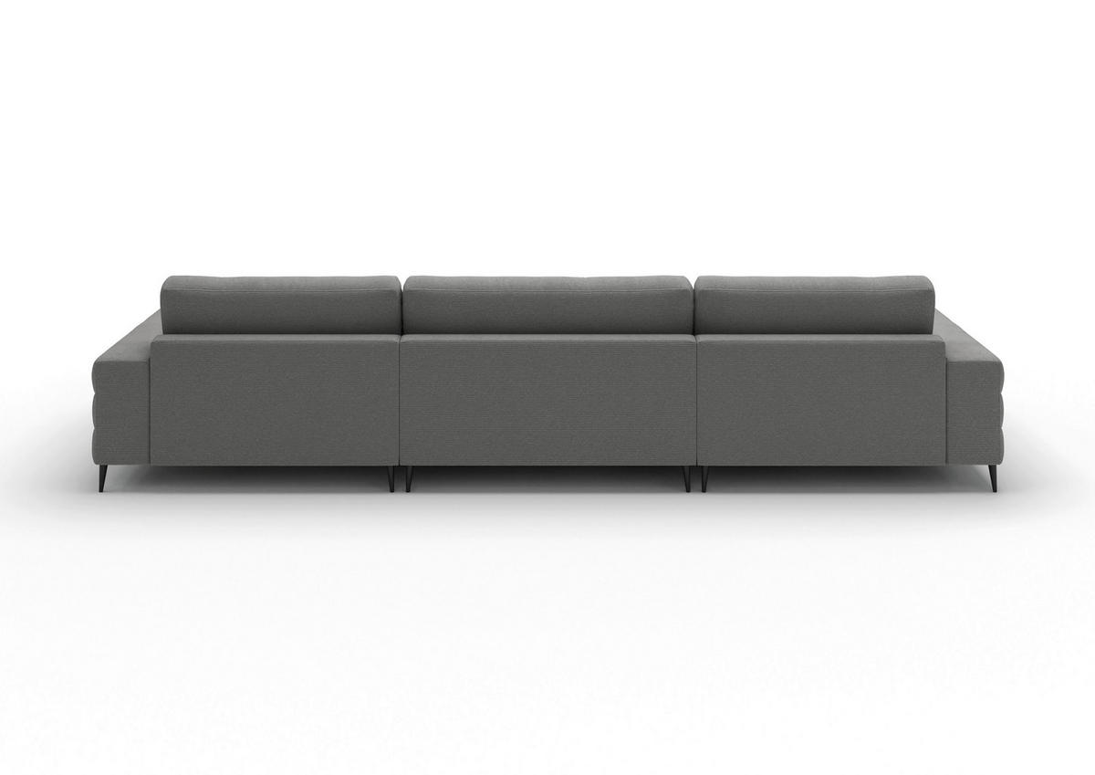 WOHNLANDSCHAFT Badia Base Grau Feincord  - Schwarz/Grau, Design, Textil/Metall (177/376/177cm) - Dieter Knoll
