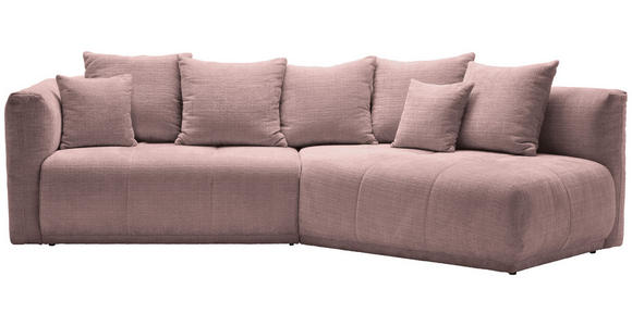 ECKSOFA Rosa Chenille Zierkissen, Rückenkissen, Rücken echt  - Schwarz/Rosa, MODERN, Kunststoff/Textil (315/180cm) - Hom`in